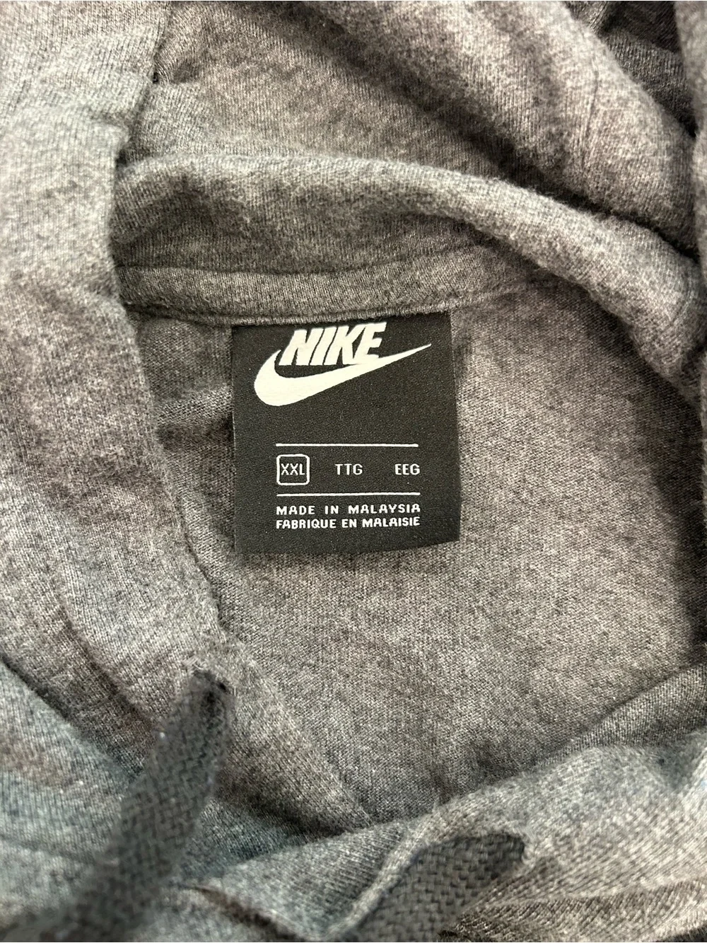 Nike Sportswear Club Jersey Hoodie 2XL Gray Cotton Pullover Swoosh XXL
